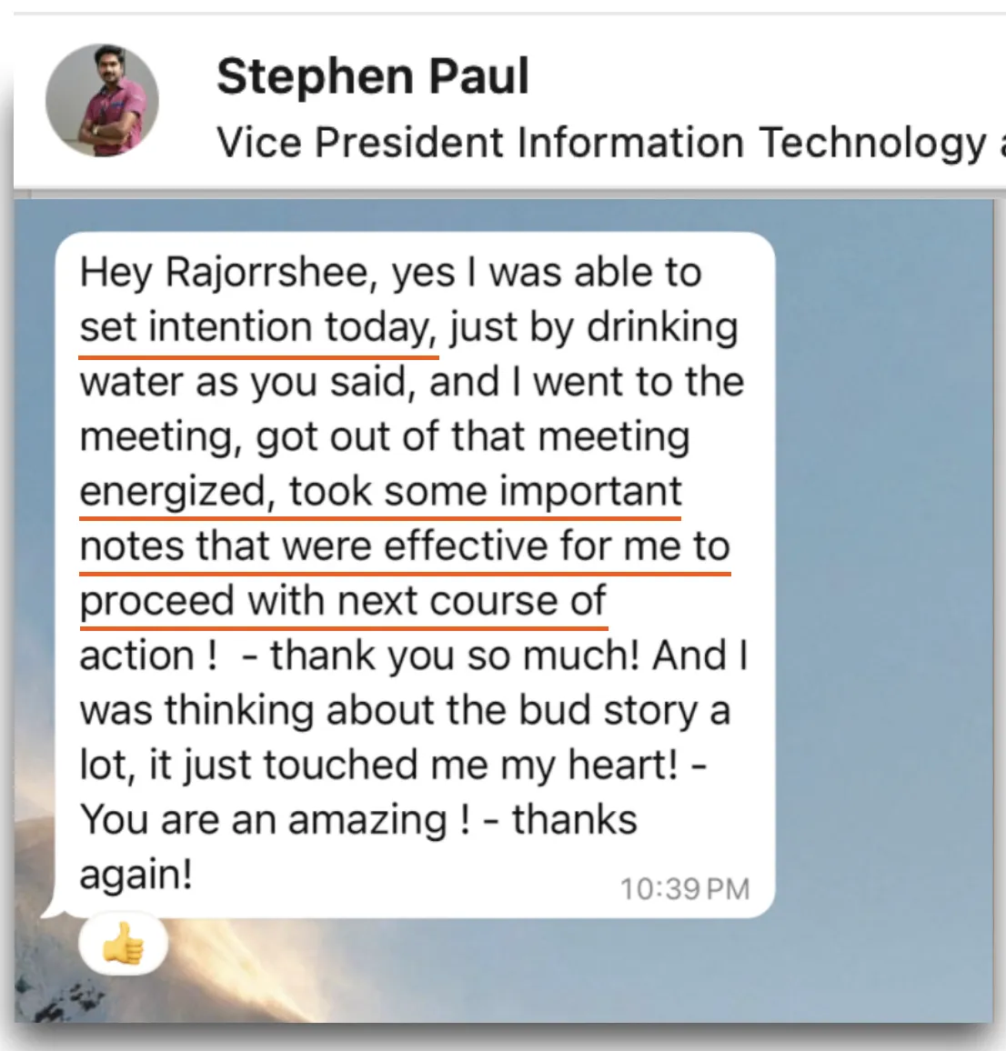 Message from Stephen Paul