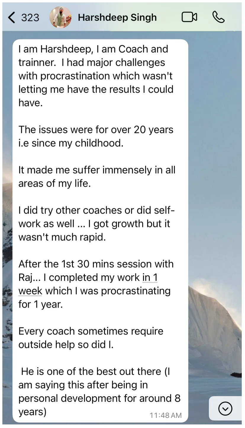 WhatsApp message from Harshdeep Singh