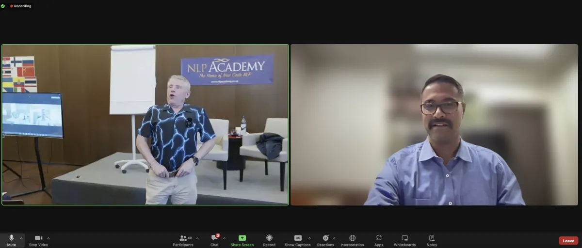 Rajorshee Banerjee in training with Michael Carroll of NLP Academy